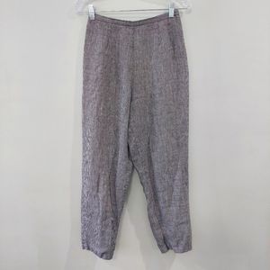 Talbots Vintage Houndstooth Pants size 10 100% linen black and white high waist